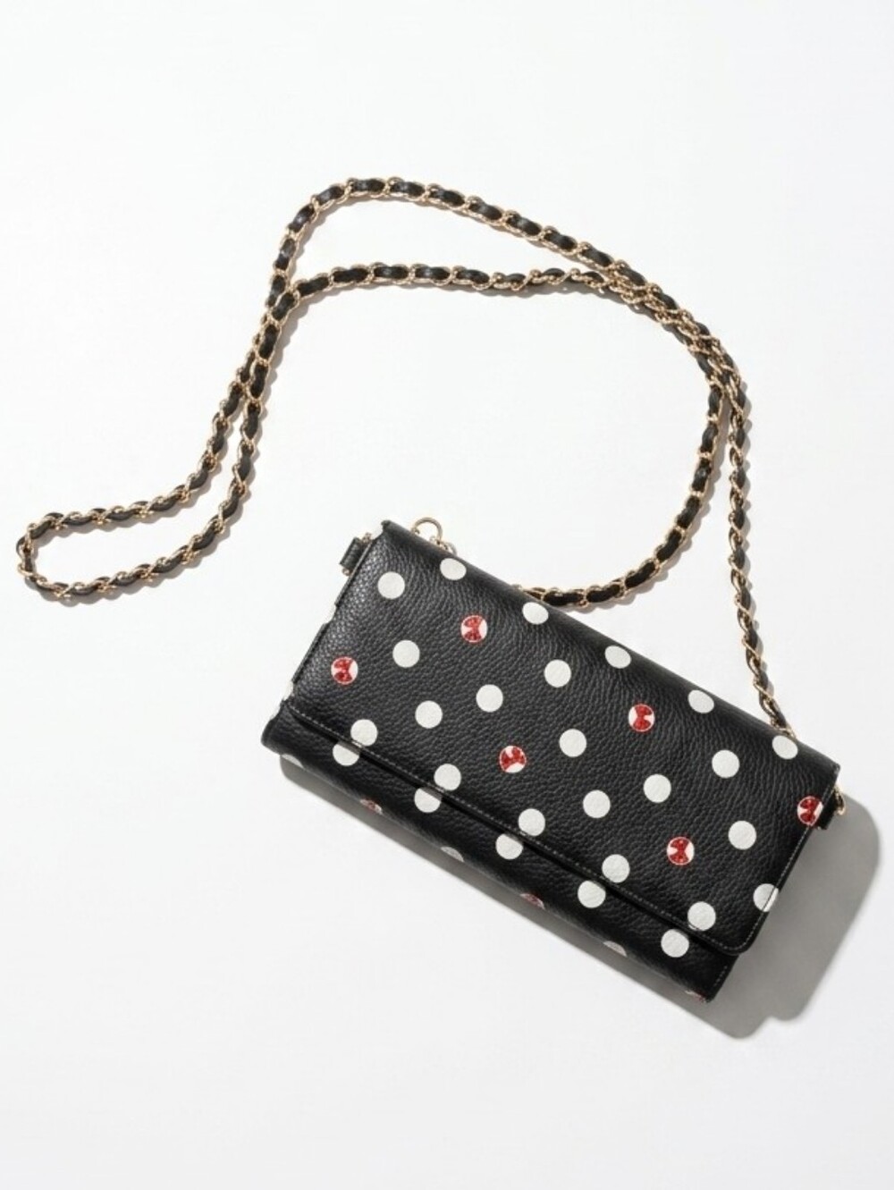 Disney Minnie Mouse Black Polka Dot Crossbody Wallet